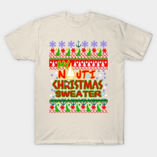 Nautical Ugly Christmas Sailing Sweater T-Shirt